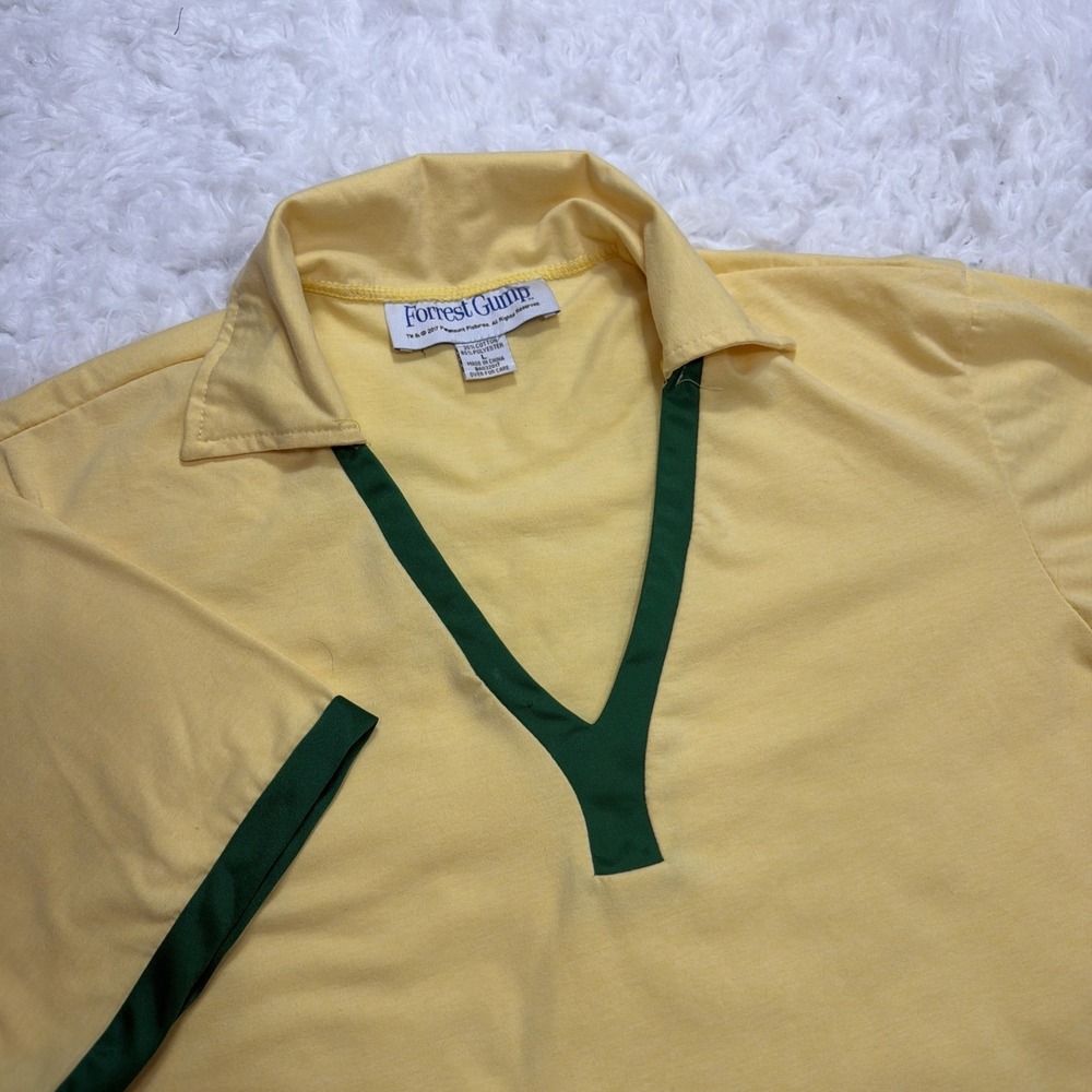 Rare! Forrest Gump Polo Shirt Mens XL Costume Movie Cosplay Fun Yellow Paramount